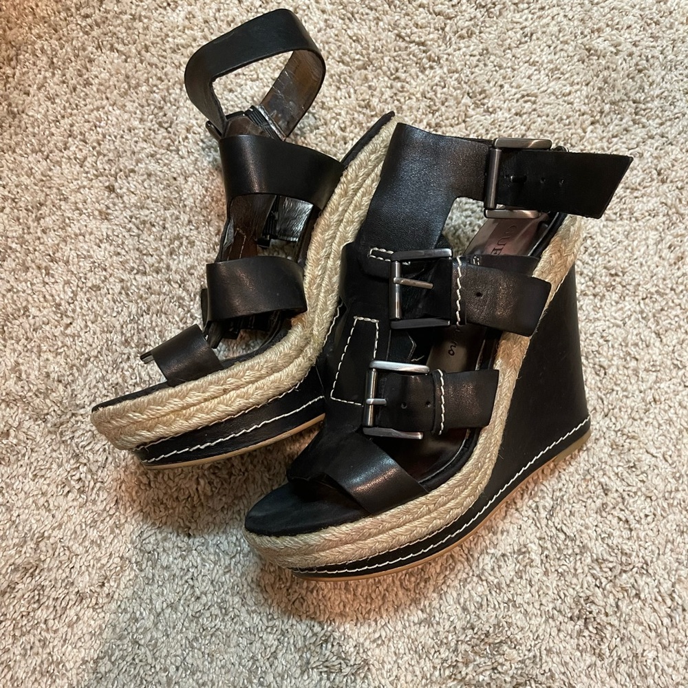 Guess by Marciano black espadrille wedge heels